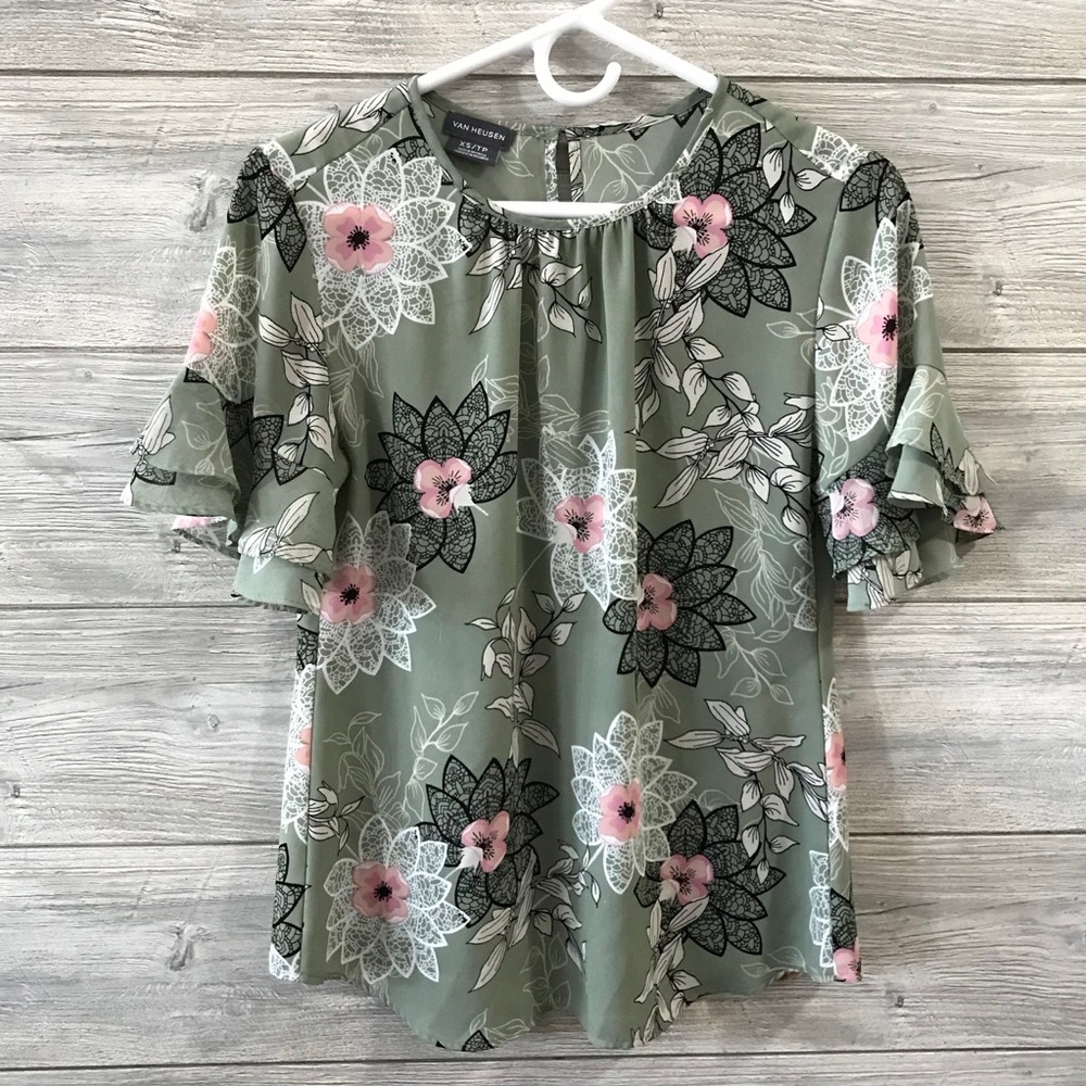 Van Heusen Green Floral Blouse